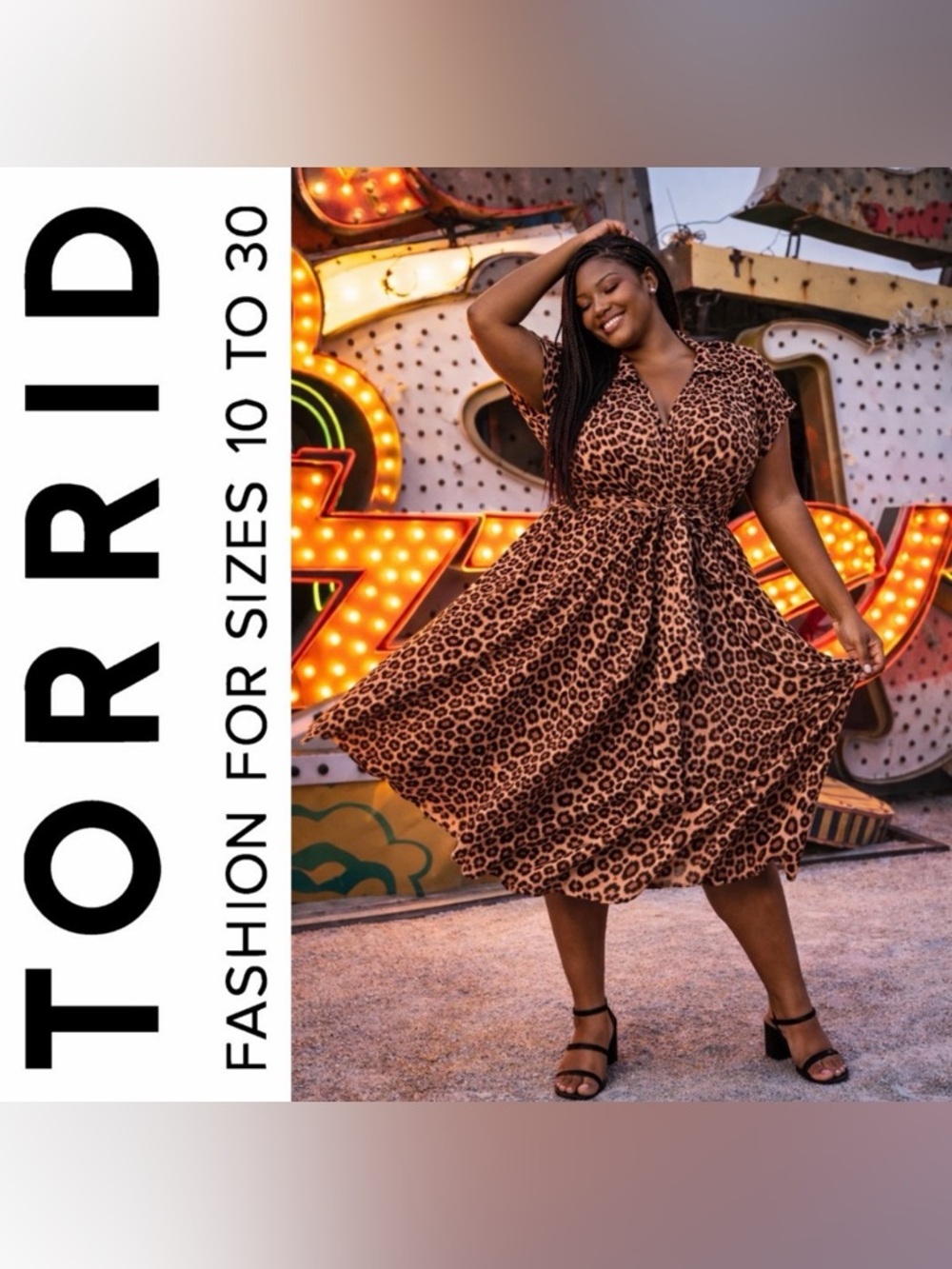 torrid Brown Black Leopard Print Midi Dress SIZE 1 14-16.